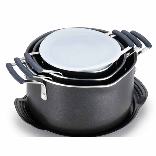 Juego De Ollas 5 Piezas Aluminio Negro