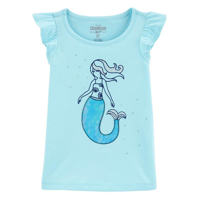 Camiseta Azul Sirena Niña Talla 4T - Miscelandia