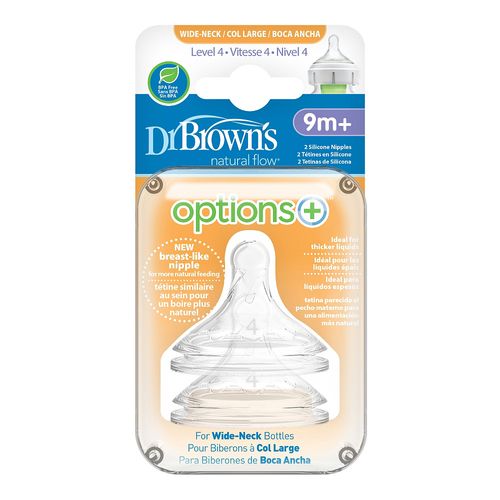 Set 2 Chupos Boca Ancha Natural Nivel 4 9m+ Dr. Browns WN4201P3