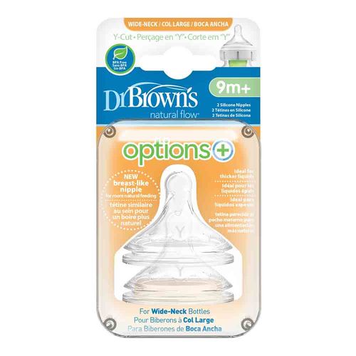 Set 2 Chupos Boca Ancha Natural Corte Y 9m+ Dr. Browns WNY201P3