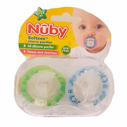 Set 2 Chupos Entretenedor Softees 6-12m Nuby 5752MCS448