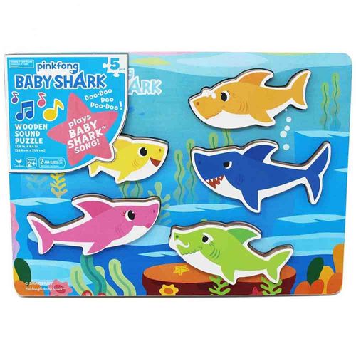 Rompecabeza Baby Shark Madera 5 Pcs con Sonido Boing Toys 6054918