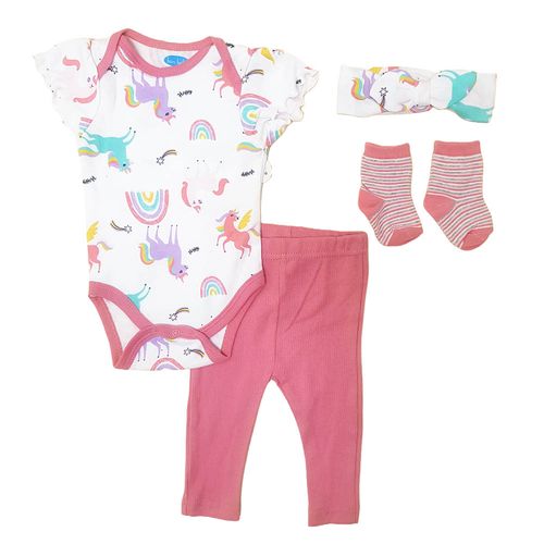 Set Body Pantalón 4 Piezas Bebé Niña