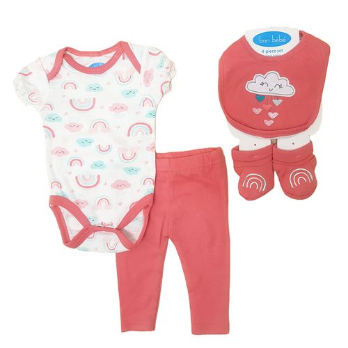 Set Body Pantalón 4 Piezas Bebé Niña