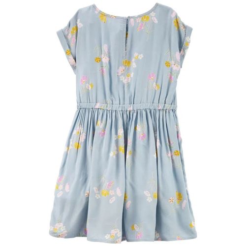 Vestido Azul Flores Niña