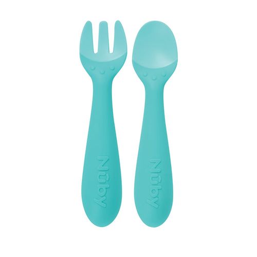 Cuchara y Tenedor Silicona para Bebé 12m+ Nuby 81056CS12