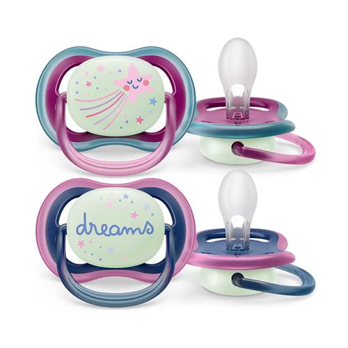 Set 2 Chupos Entretenedor Ulta Air Night 6-18M Dreams Avent SCF37614