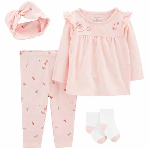 Conjunto 4 piezas Pantalón + Medias Bebé Niña