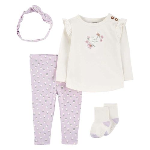 Conjunto 4 piezas Pantalón + Medias Bebé Niña