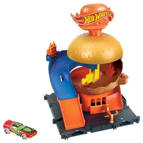 Pista Hot Wheels City Tienda de Hamburguesas Mattel HDR26