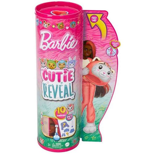 Muñeca Barbie Cutie Reveal Gato Panda Rojo Mattel HRK23
