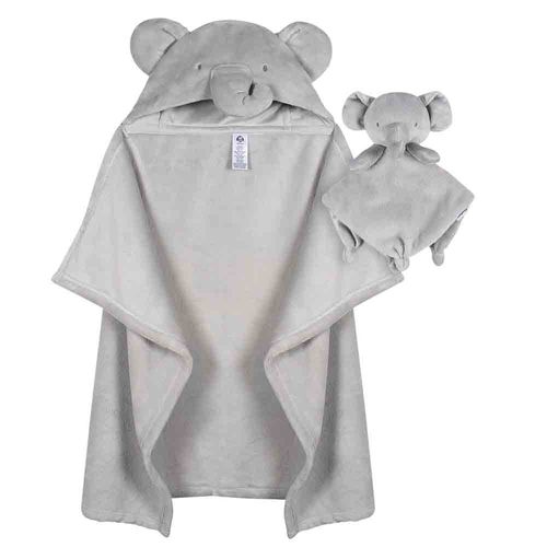 Manta Capucha + Manta Entretenimiento Bebé - Elefante