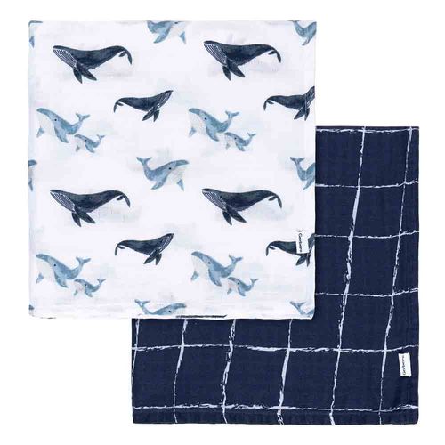 Set 2 Mantas Muslin - Ballenas
