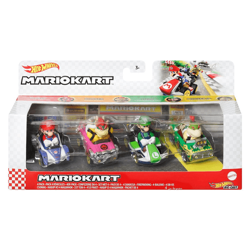 Set 4 Carros Hot Wheels Mario Kart