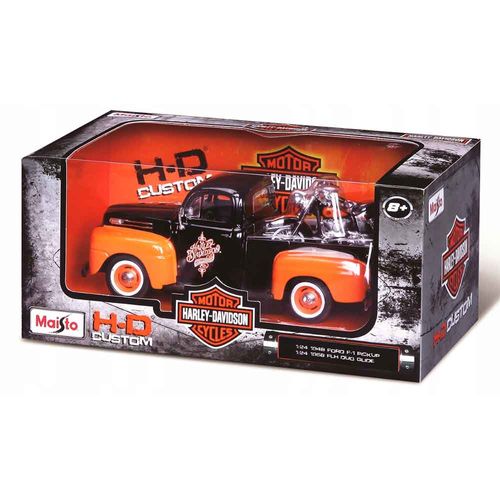 Carro 1:24 W/B Harley Davidson 1948 Ford F1 Pick UP y FLH Duo Glide 1958 Maisto 32180