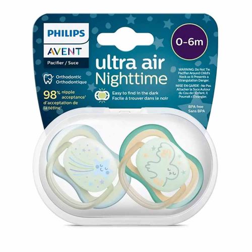 Set 2 Chupos Entretenimiento Ultra Air 0-6M Brilla Avent SCF37618
