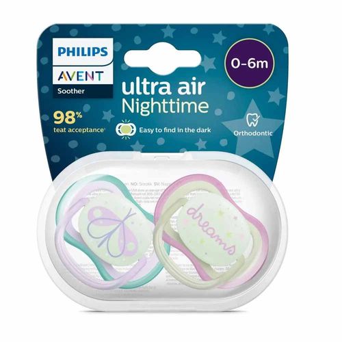 Set 2 Chupos Entretenimiento Ultra Air 0-6M Brilla Avent SCF37619