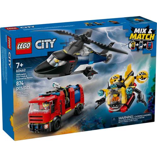 Lego City Helicopter, Fire Truck & Submarine Remix 3 in 1 LE60462