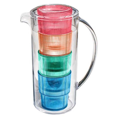 Set Jarra y 4 Vasos Plásticos Multicolor Tar Hong DK25177783